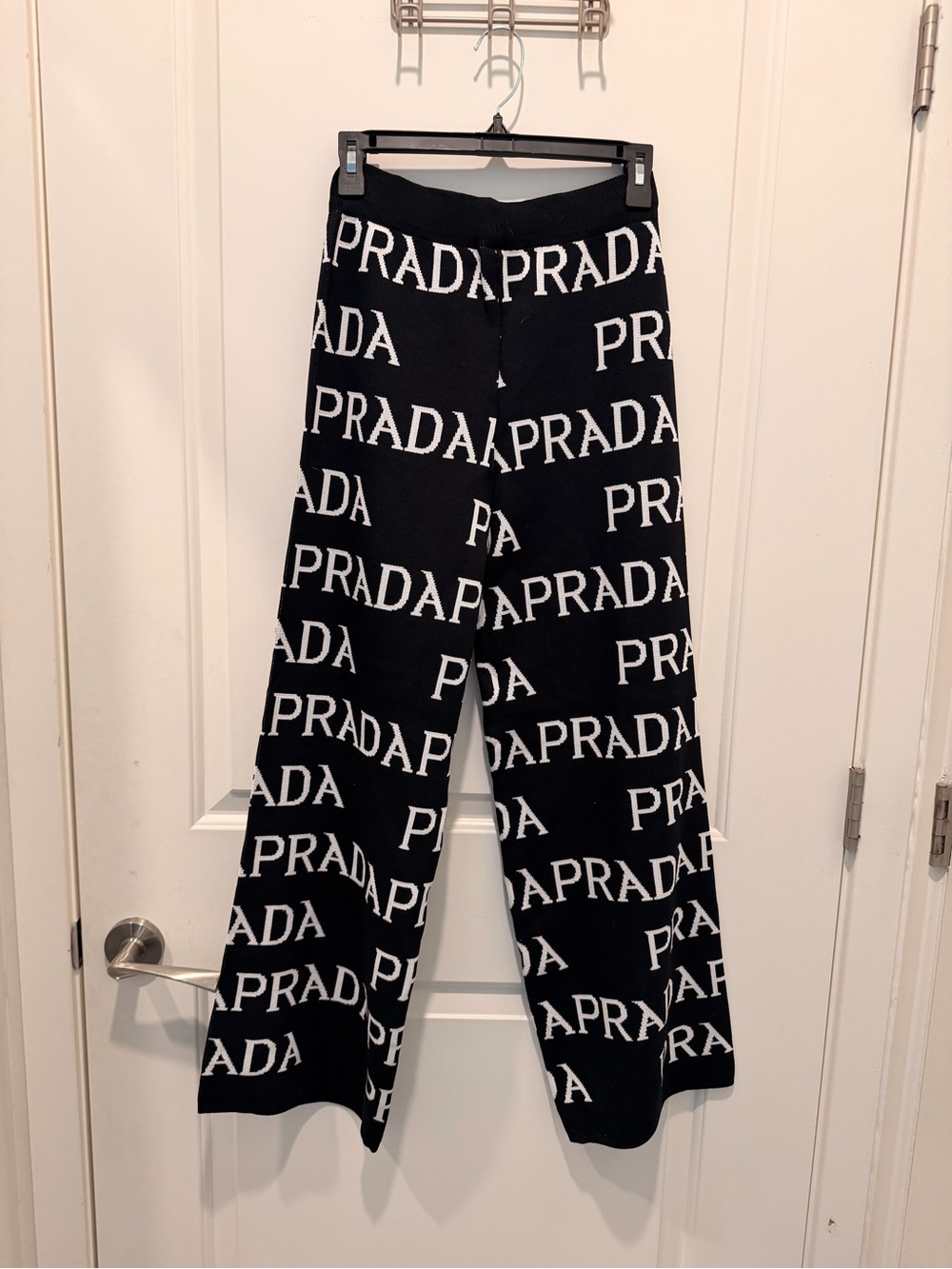 Prada All-Over Logo Knit
Pants Black White Women Size S